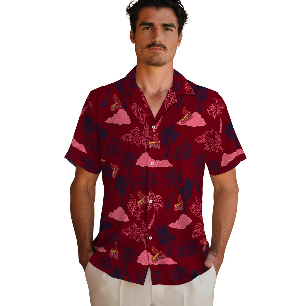 St. Louis Cardinals Hawaiian Shirt - Palm And Clouds | Moonbestprint