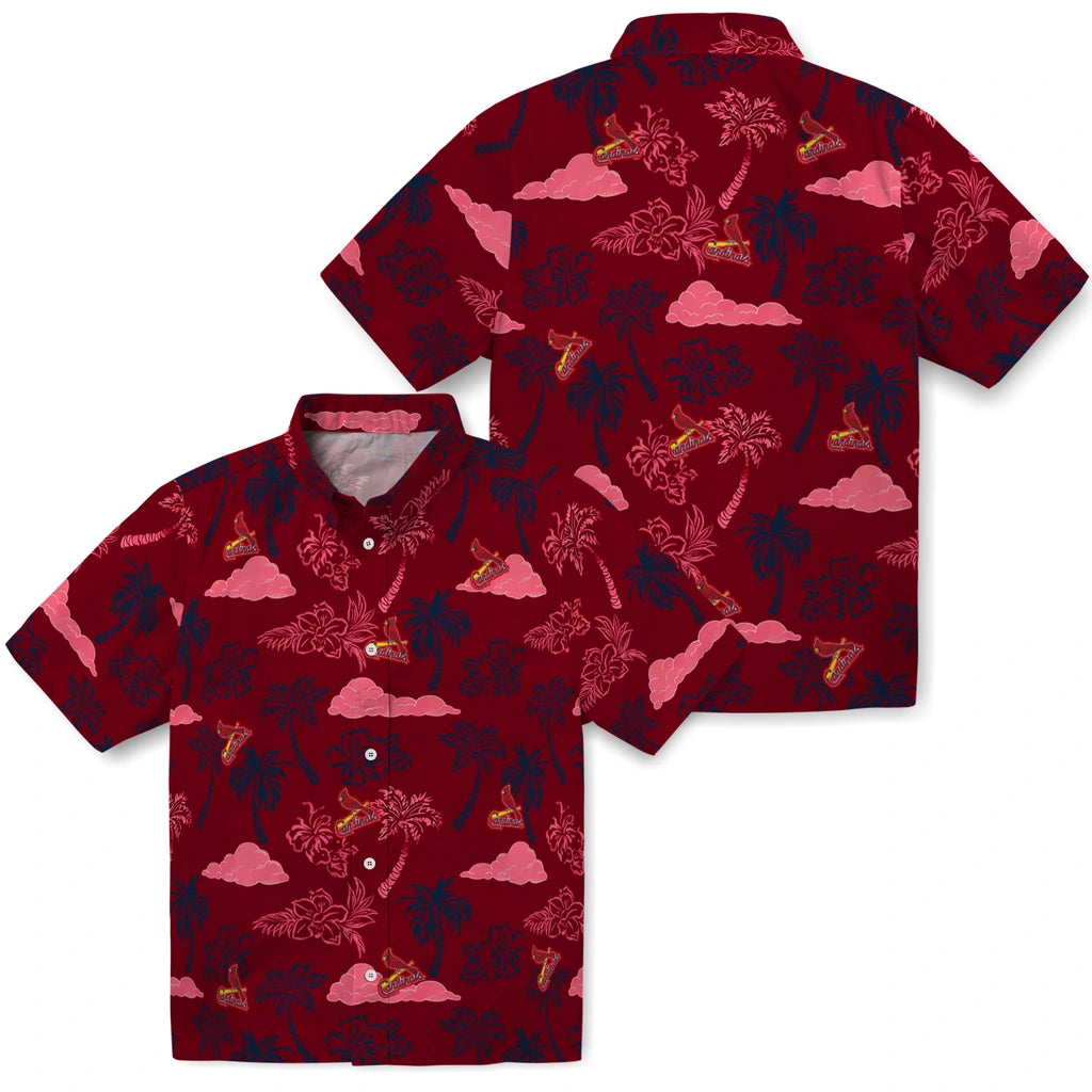 St. Louis Cardinals Hawaiian Shirt - Palm And Clouds | Moonbestprint