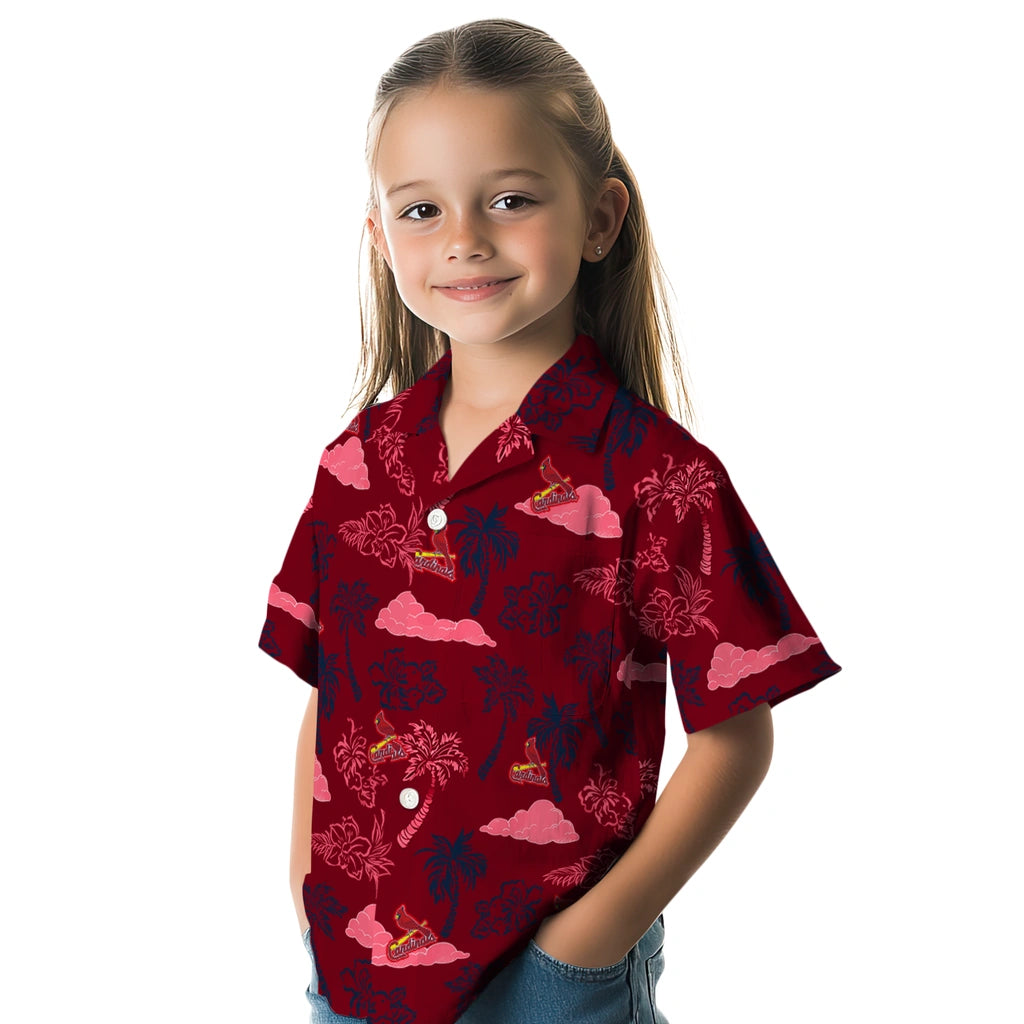 St. Louis Cardinals Hawaiian Shirt - Palm And Clouds | Moonbestprint