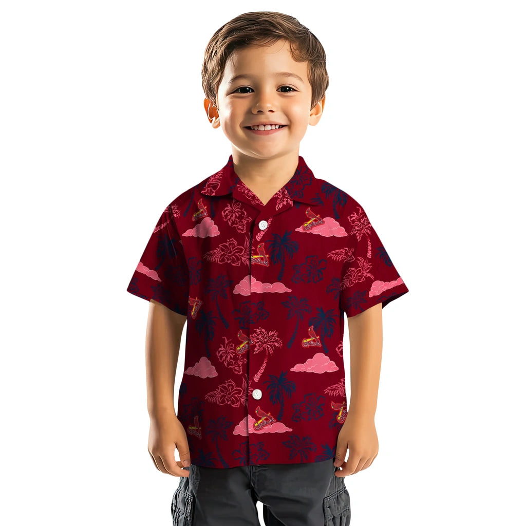 St. Louis Cardinals Hawaiian Shirt - Palm And Clouds | Moonbestprint