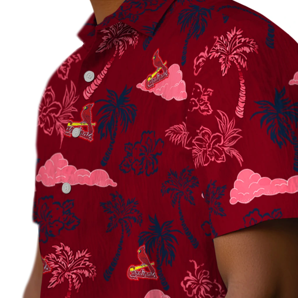 St. Louis Cardinals Hawaiian Shirt - Palm And Clouds | Moonbestprint