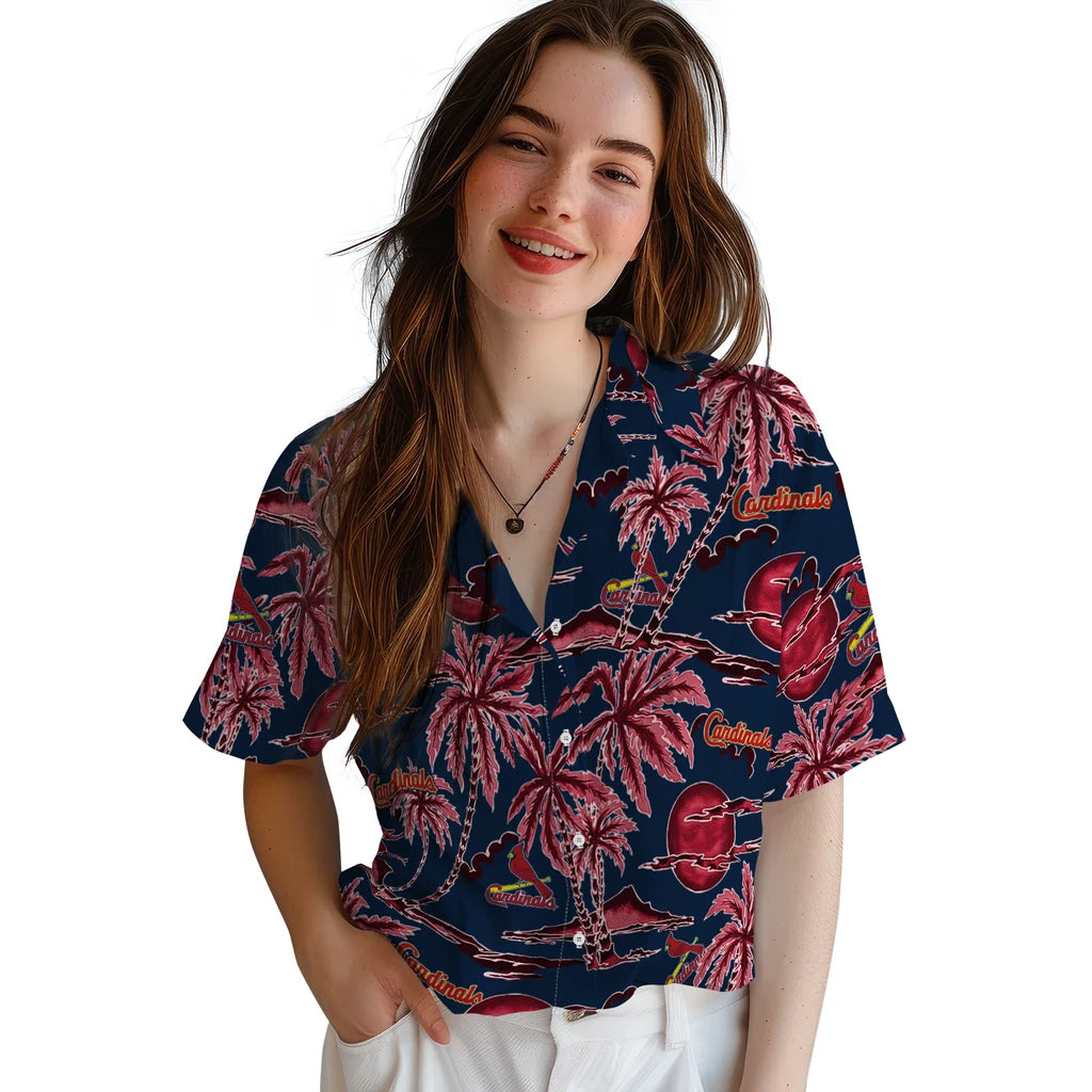 St. Louis Cardinals Hawaiian Shirt - Palm Sunset | Moonbestprint