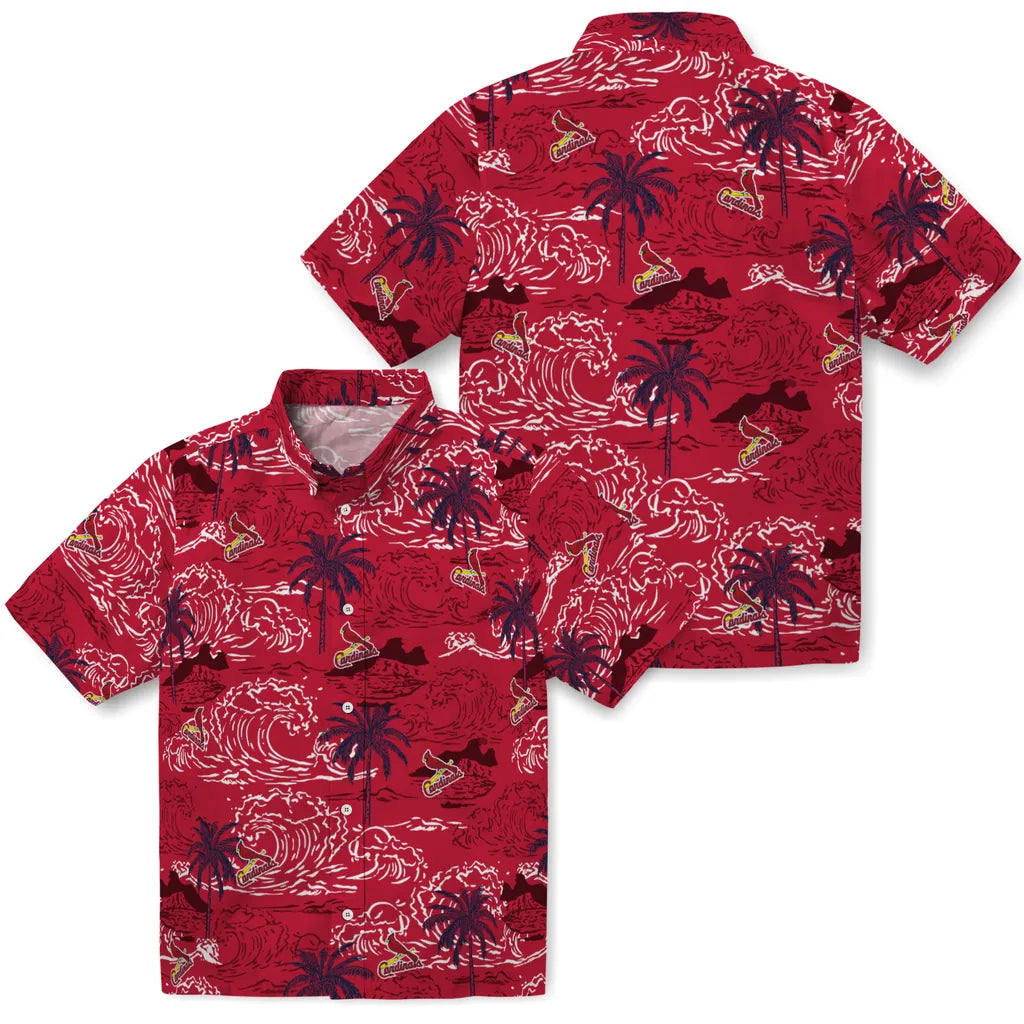 St. Louis Cardinals Hawaiian Shirt - Wave Palm | Moonbestprint