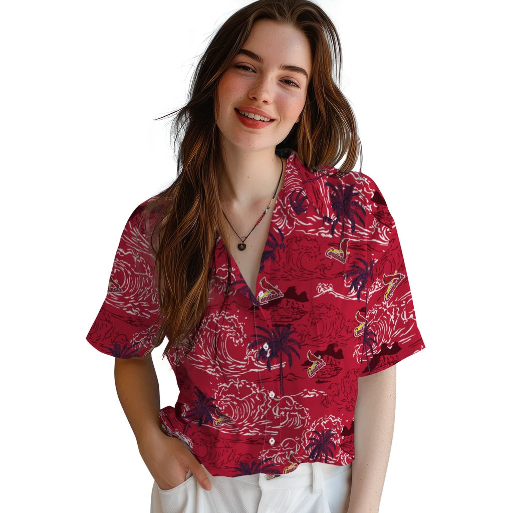 St. Louis Cardinals Hawaiian Shirt - Wave Palm | Moonbestprint