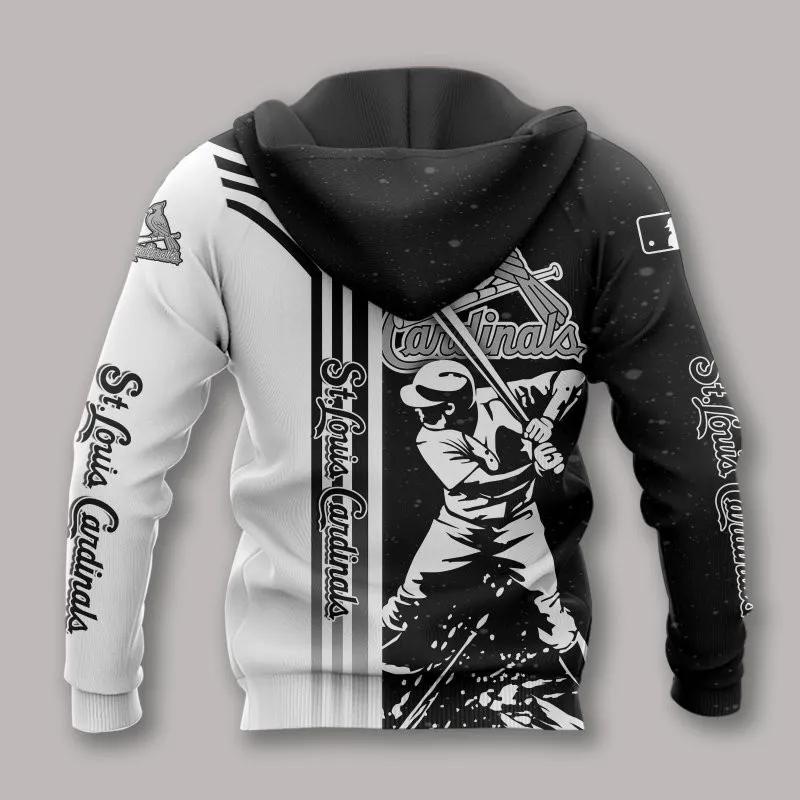 St. Louis Cardinals Black And White MLB All Over Print Hoodie -Moonbestprint