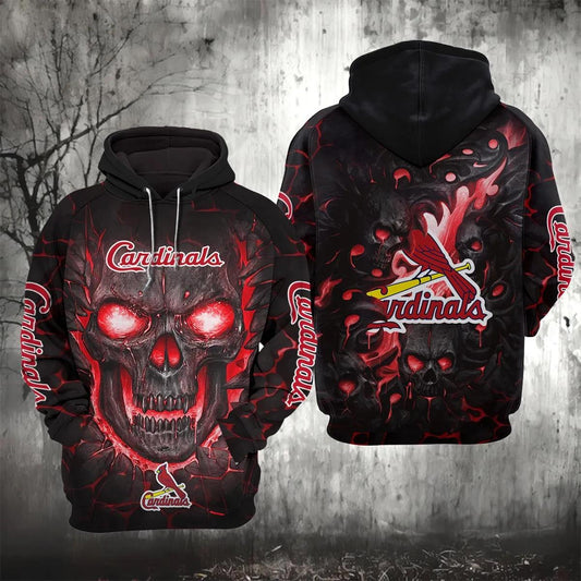 St. Louis Cardinals Lava Skull 3D MLB All Over Print Hoodie -Moonbestprint