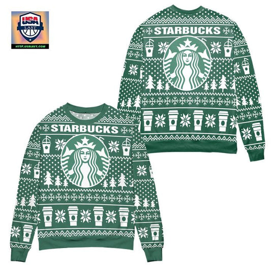 Starbucks Logo Christmas Pattern Ugly Christmas Sweater ? Green ? Usalast