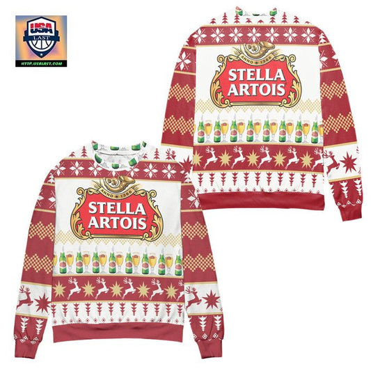 Stella Artois Beer Logo Christmas Pattern Ugly Christmas Sweater ? Usalast