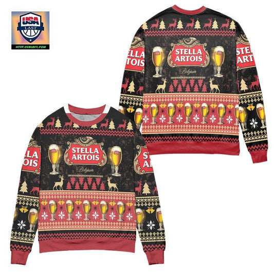 Stella Artois Beer Reindeer Pattern Ugly Christmas Sweater ? Usalast