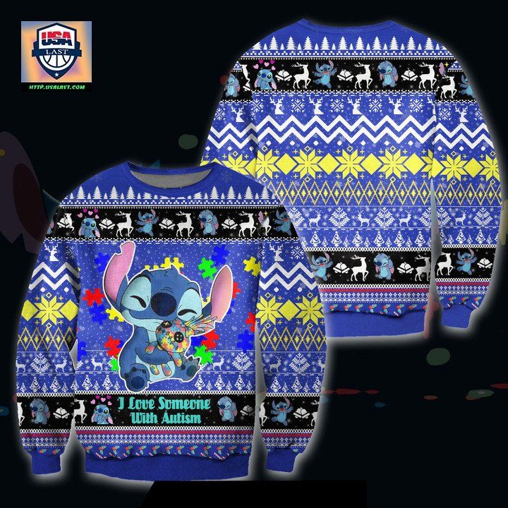 Stitch I Love Someone With Autism Wool Sweater Christmas Gift ? Usalast