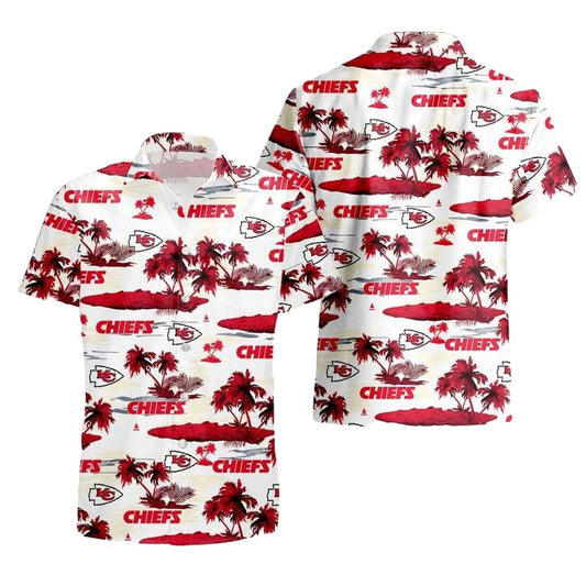 Kansas City Chiefs Graphic Hawaiian Shirt With Coconut Tree Island Design - Moonbestprint