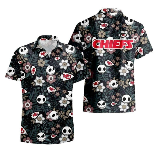 Kansas City Chiefs Unisex Graphic Printed Skeleton Hawaiian Shirt - Moonbestprint