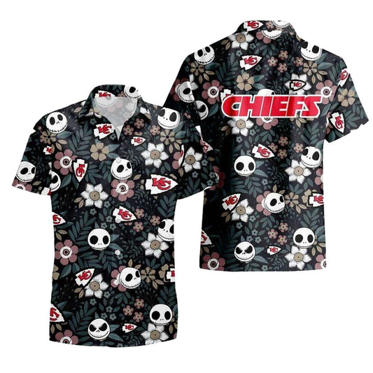 Kansas City Chiefs Unisex Graphic Printed Skeleton Hawaiian Shirt - Moonbestprint