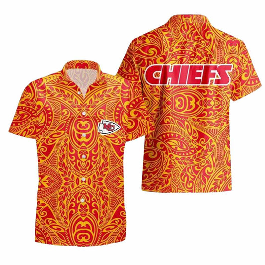 Kansas City Chiefs Tribal Graphic Hawaiian Shirt Unisex Aloha Tee - Moonbestprint