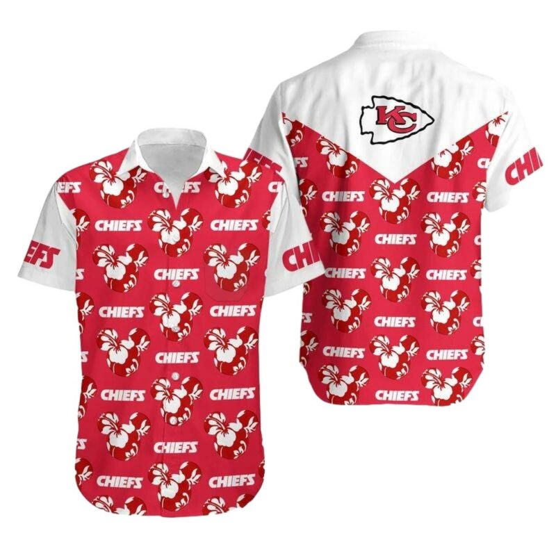 Kansas City Chiefs Red White Hibiscus Graphic Hawaiian Shirt Unisex - Moonbestprint