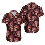 Kansas City Chiefs Graphic Unisex Hawaiian Shirt With Skull & Flower Design - Moonbestprint