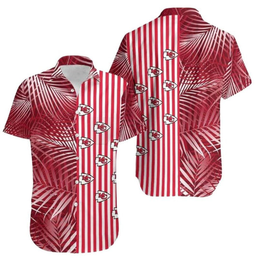Kansas City Chiefs Palm Leaves Graphic Hawaiian Shirt Unisex Aloha Tee - Moonbestprint