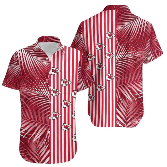 Kansas City Chiefs Palm Leaves Graphic Hawaiian Shirt Unisex Aloha Tee - Moonbestprint