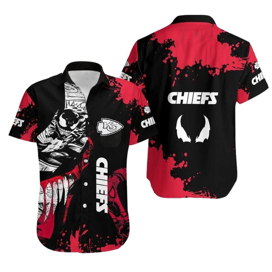Kansas City Chiefs Red & Black Venom Graphic Hawaiian Shirt Unisex - Moonbestprint
