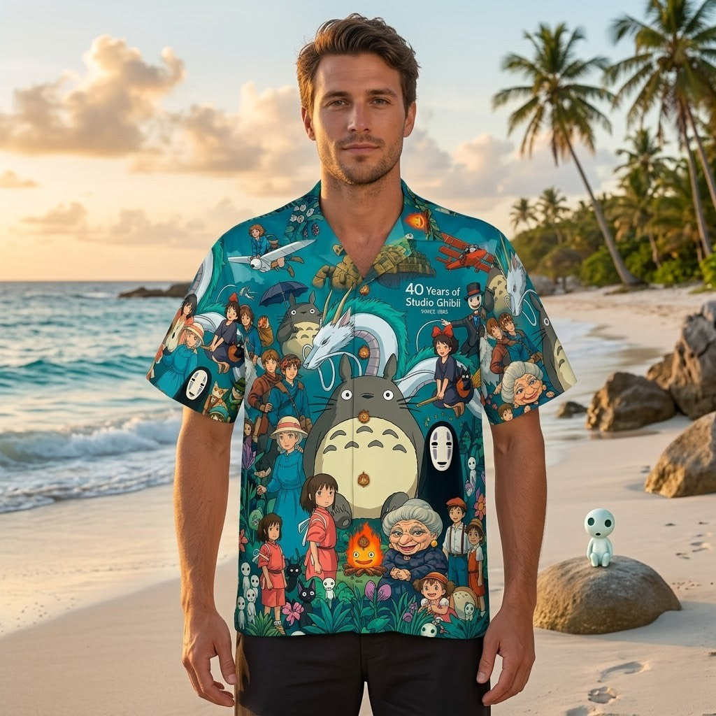 Unisex 40 Years Of Studio Ghibli Graphic Hawaiian Shirt for Movie Fans – Moonbestprint