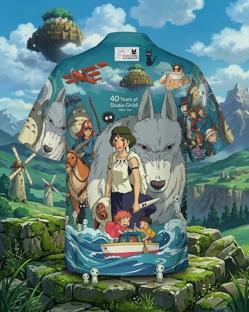 Unisex 40 Years Of Studio Ghibli Graphic Hawaiian Shirt for Movie Fans – Moonbestprint