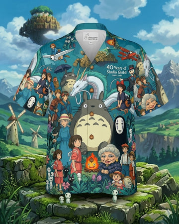 Unisex 40 Years Of Studio Ghibli Graphic Hawaiian Shirt for Movie Fans – Moonbestprint