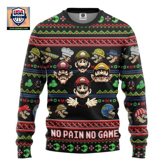 Super Mario No Pain No Game Christmas Sweater ? Usalast