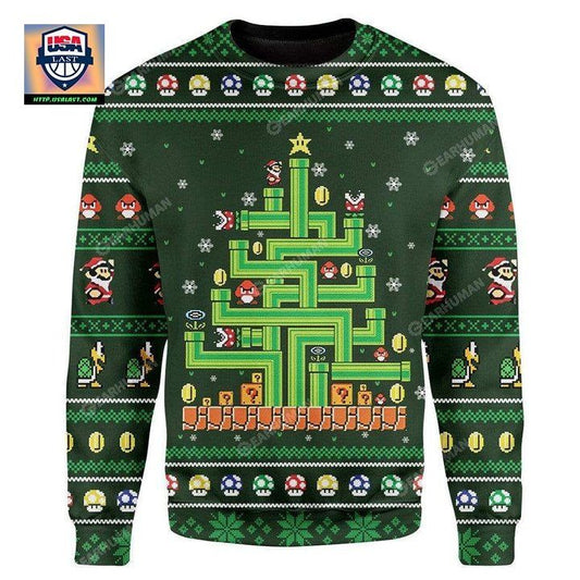 Super Mario Sewer Line Mushroom Ugly Sweater ? Usalast