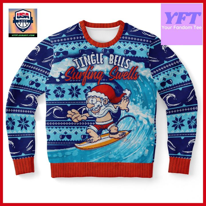 Surfing Santa Funny Santa Xmas 3d Ugly Christmas Sweater ? Usalast