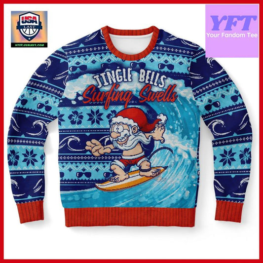 Surfing Santa Funny Santa Xmas 3d Ugly Christmas Sweater ? Usalast