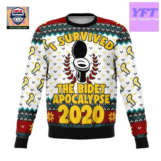 Survived Bidet Apocalypse 2020 Meme 2022 Design 3d Ugly Christmas Sweater ? Usalast