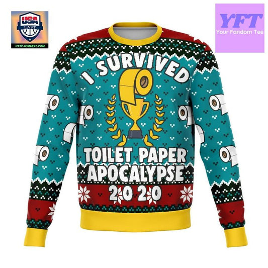 Survived Toilet Paper Apocalypse 2020 2022 Design 3d Ugly Christmas Sweater ? Usalast