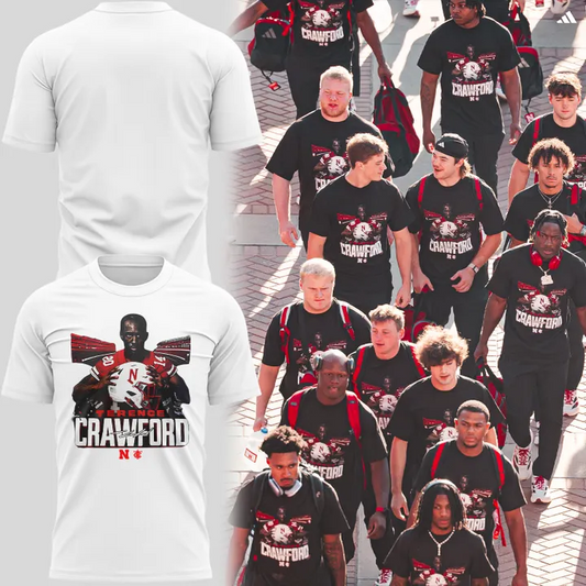 Exclusive Version Nebraska Cornhuskers Football x Crawford White T-Shirt 2025 | PO61 Moonbestprint