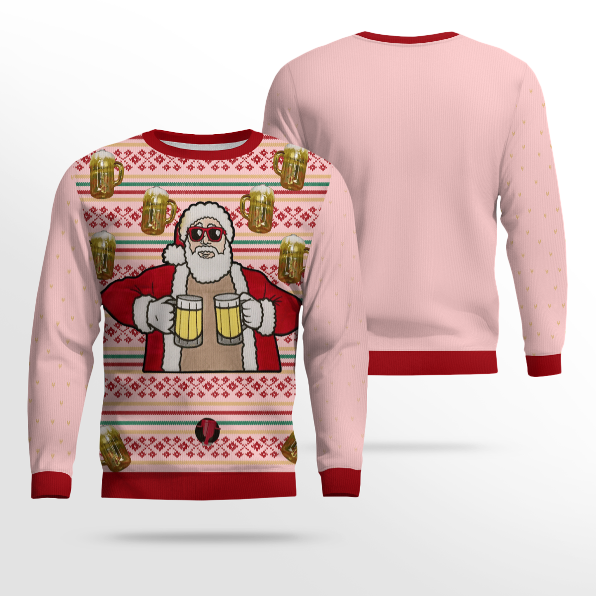 Fill Me Up Santa Beverage Dispenser Ugly Chirstmas Sweater Powder Pink – Moonbestprint