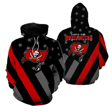 Tampa Bay Buccaneers American Flag Black NFL 3D All Over Print Hoodie -Moonbestprint