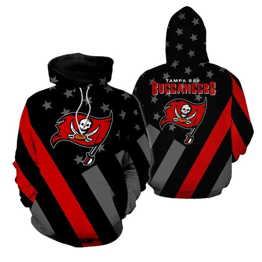 Tampa Bay Buccaneers American Flag Black NFL 3D All Over Print Hoodie -Moonbestprint