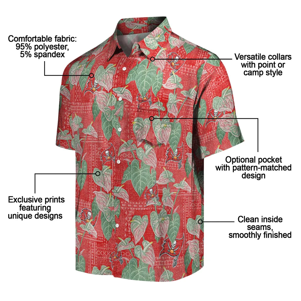 Tampa Bay Buccaneers Hawaiian Shirt - Anthurium Overlay | Moonbestprint