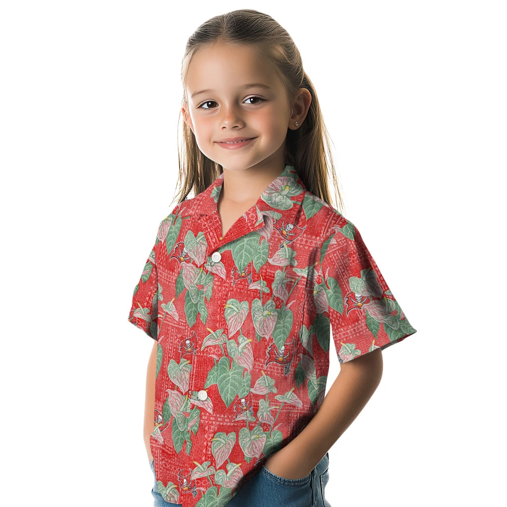 Tampa Bay Buccaneers Hawaiian Shirt - Anthurium Overlay | Moonbestprint