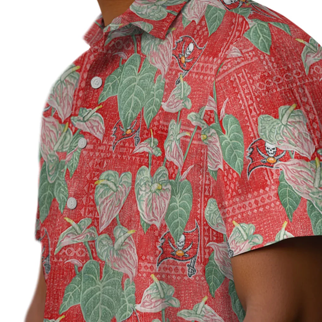 Tampa Bay Buccaneers Hawaiian Shirt - Anthurium Overlay | Moonbestprint