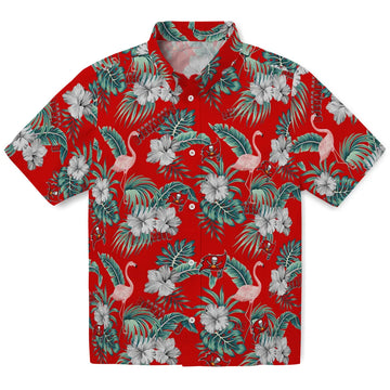 Tampa Bay Buccaneers Hawaiian Shirt - Flamingo and Hibiscus | Moonbestprint