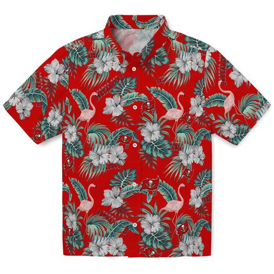 Tampa Bay Buccaneers Hawaiian Shirt - Flamingo and Hibiscus | Moonbestprint