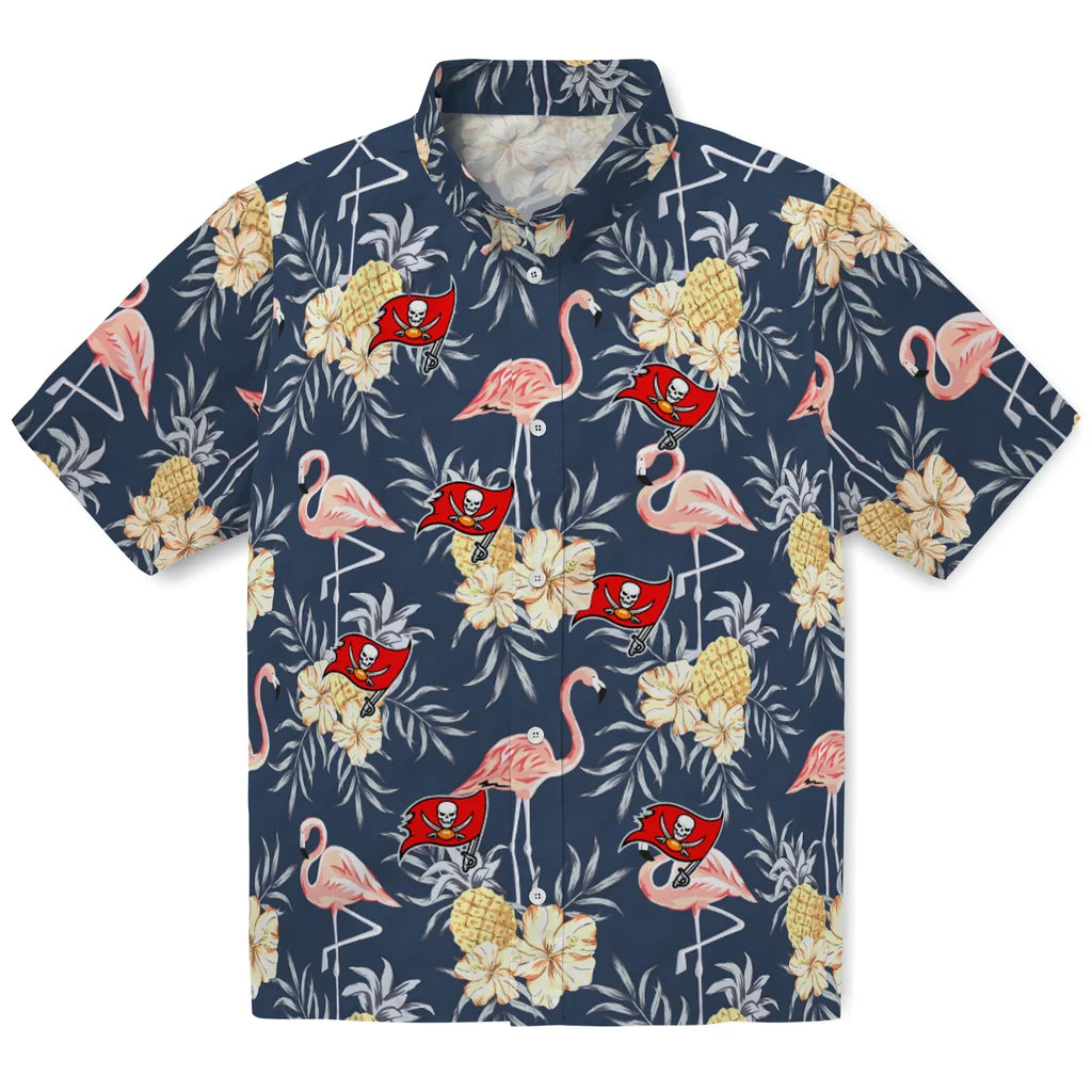 Tampa Bay Buccaneers Hawaiian Shirt - Flamingo Hibiscus | Moonbestprint