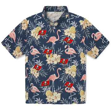 Tampa Bay Buccaneers Hawaiian Shirt - Flamingo Hibiscus | Moonbestprint