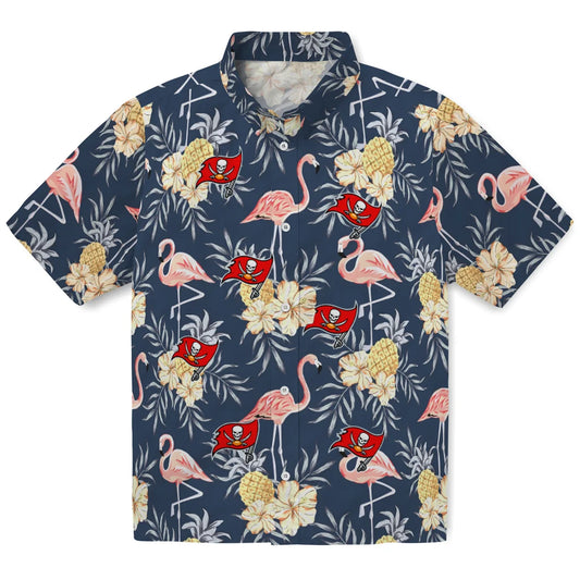 Tampa Bay Buccaneers Hawaiian Shirt - Flamingo Hibiscus | Moonbestprint