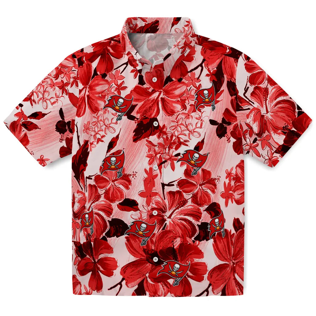 Tampa Bay Buccaneers Hawaiian Shirt - Hibiscus Arrangement | Moonbestprint