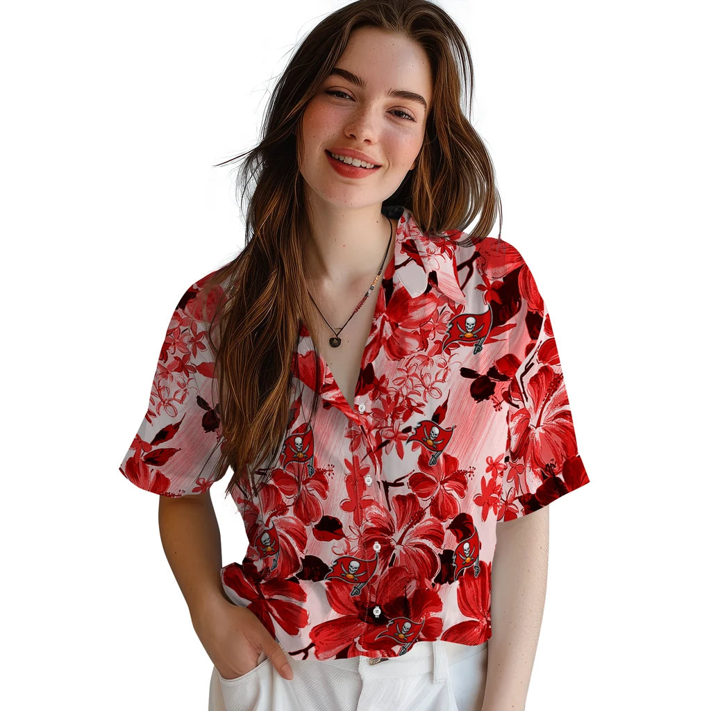 Tampa Bay Buccaneers Hawaiian Shirt - Hibiscus Arrangement | Moonbestprint