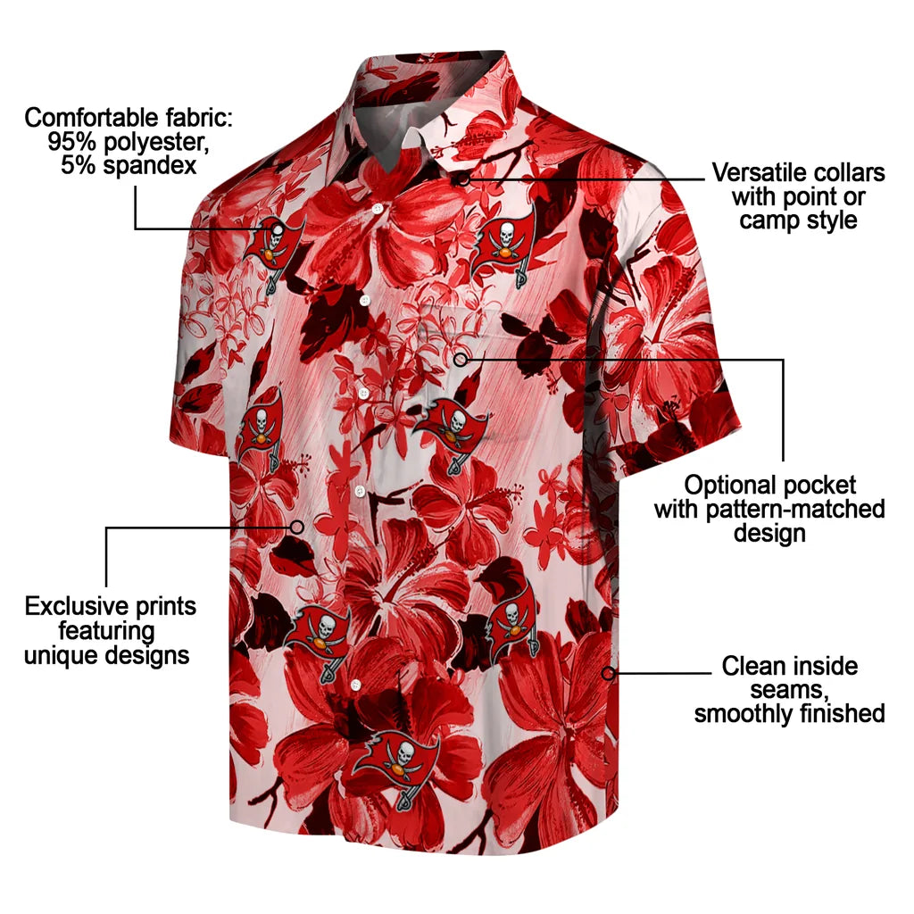 Tampa Bay Buccaneers Hawaiian Shirt - Hibiscus Arrangement | Moonbestprint