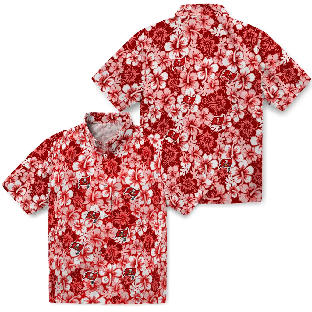 Tampa Bay Buccaneers Hawaiian Shirt - Hibiscus Blooms | Moonbestprint