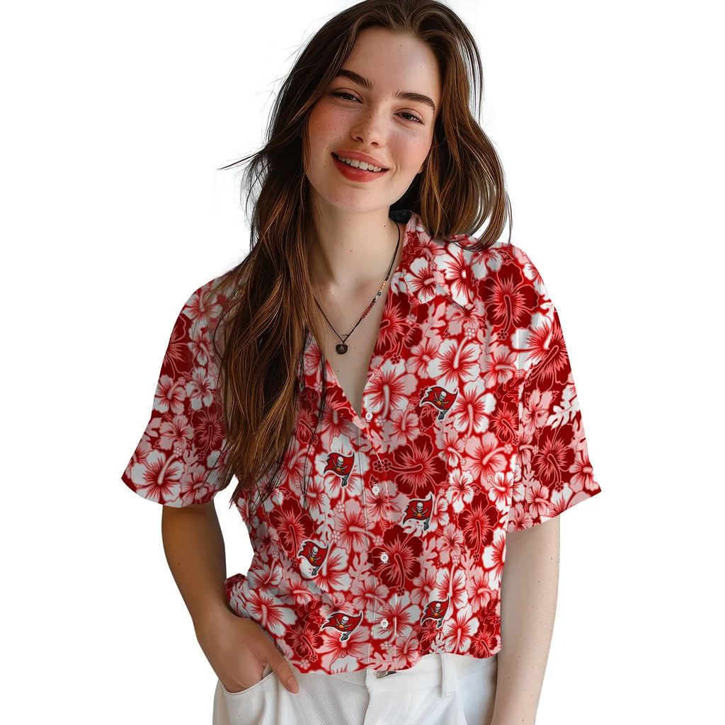 Tampa Bay Buccaneers Hawaiian Shirt - Hibiscus Blooms | Moonbestprint
