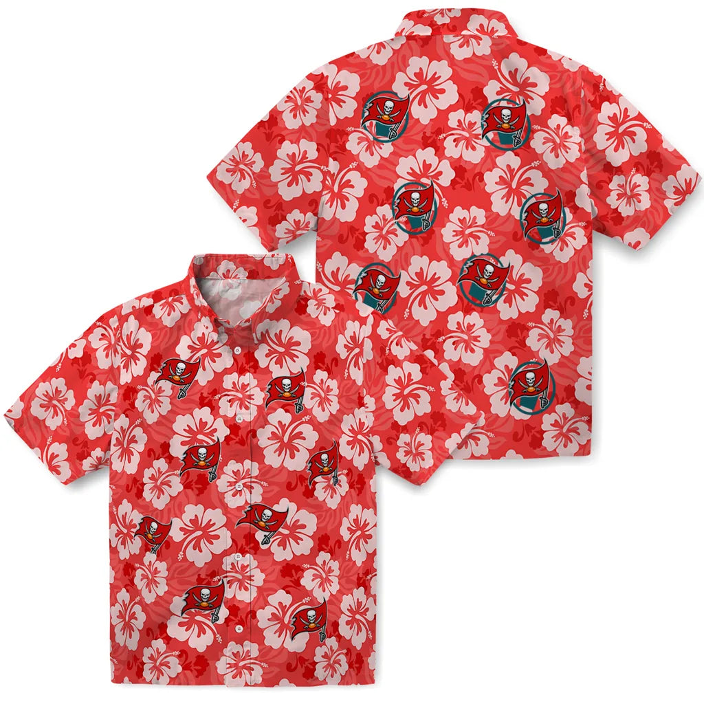 Tampa Bay Buccaneers Hawaiian Shirt - Hibiscus Cluster | Moonbestprint
